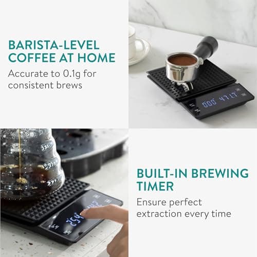 Navaris Digitale Kaffeewaage - Präzise Grammwaage mit Timer - Multifunktionale Espresso Waage für Barista und Küchenbere