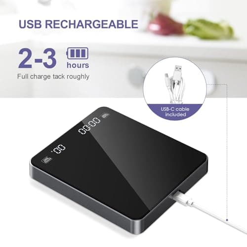 Asxcaqcoffe Kaffeewaage Schwarz mit Timer und LED-Anzeige für Barista 0.1g/3kg Auto-Off