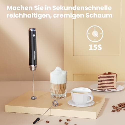 Maestri House LunaFro NS Wiederaufladbarer Milchaufschäumer für Lattes, Edelstahl, Wasserdicht, Getränkemixer, Ohne Stän