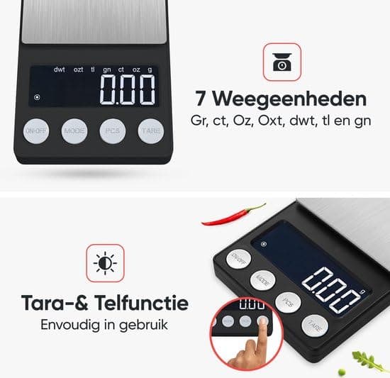 Kitchenwell digitale Mini Präzision Küchenwaage - Precision Kochen - Küchennovices - Kochen und Backen - 0,01 bis 200 Gr