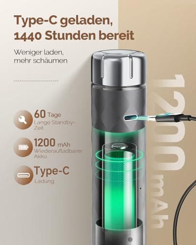 Maestri House ClimatePartner certified Milchaufschäumer Electric Milk Whisk Stufenlose Geschwindigkeit Wiederaufladbar E