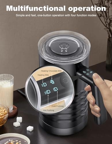YESLUSY Elektrischer Milchaufschäumer, 4-in-1, leicht zu reinigen, ideal für die Familie, zum Kaffee und Cappuccino, hoh