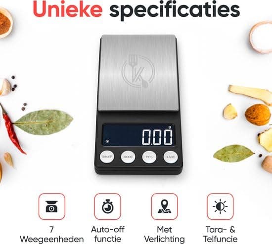 Kitchenwell digitale Mini Präzision Küchenwaage - Precision Kochen - Küchennovices - Kochen und Backen - 0,01 bis 200 Gr