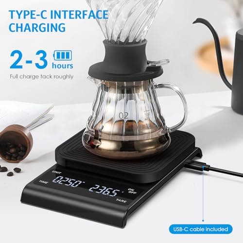 Brifit Kaffeewaage mit Timer - Hochpräzise 3kg/0.1g Küchenwaage für Coffee Lovers - Auto Aus Funktion & Tara Scaffold mi
