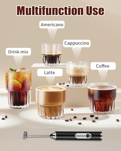 TIDEVAN Milchaufschäumer USB Elektrischer für Kaffee, Latte & Sahne mit 3 Schneebesen und 3 Gangstellen