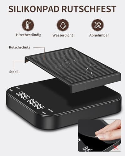 Kaffeewaage mit Timer für Kaffeeenthusiaste im Haus,Mini Kaffeewaage 3000g/0,1g für Espresso und Pour-Over,akkuenbetrieb
