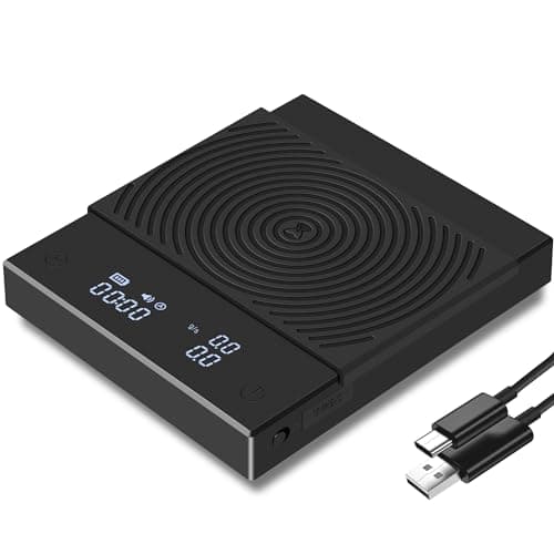 Black Mirror Mini TIMEMORE Automatische Espresso-Waage für Tragbare Kaffeerösterei, 2 kg/0,1 g Genauigkeit, Silikon-Schu