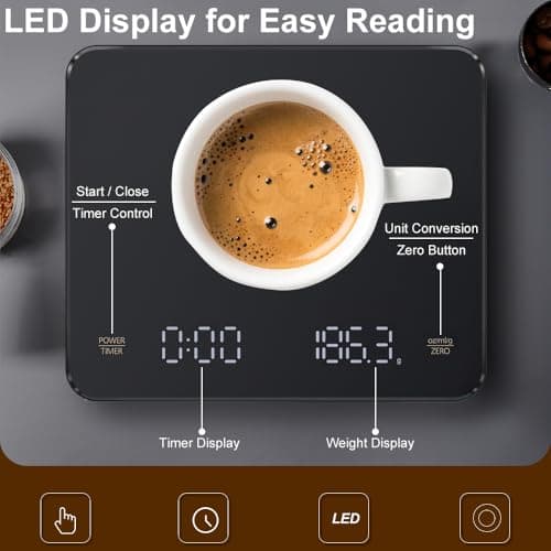OBEST Mini Kaffeewaage mit Timer für Coffee-Lovers in der Küche
| OBEST 3kg/0.1g Hochpräzise Wiederaufladbare Küchenwaa