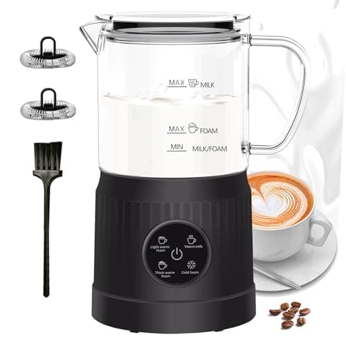 Elektrischer Milchaufschäumer 4 in 1 für Kaffee, Latte & Cappuccino, Automatische Schaum Maker mit Heiß & Kalt-Funktion,
