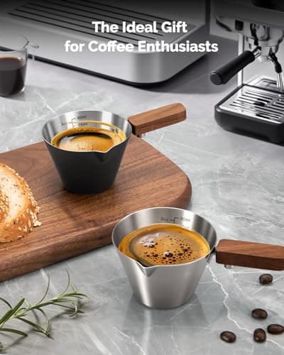 Maestri House Espresso Measuring Cup, Stahlstahl Cappuccino Maß seen für Latte, Diretto, Americano, Cappuccino, Macchiat