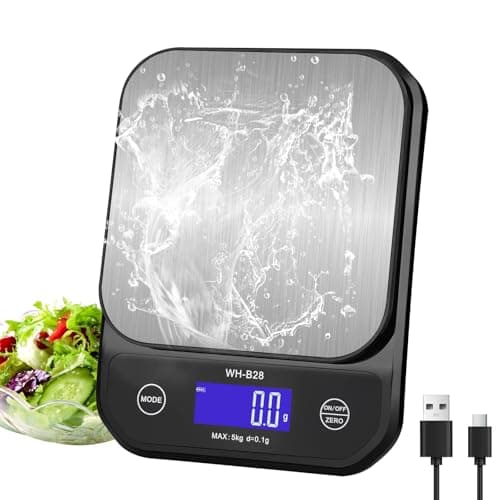 3T6B Elektronische Küchenwaage für Kaffee und Timer (3kg/0.1g) mit LED-Anzeige und Batterien enthalten