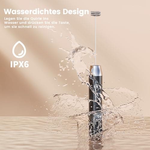 Maestri House LunaFro NS Wiederaufladbarer Milchaufschäumer für Lattes, Edelstahl, Wasserdicht, Getränkemixer, Ohne Stän