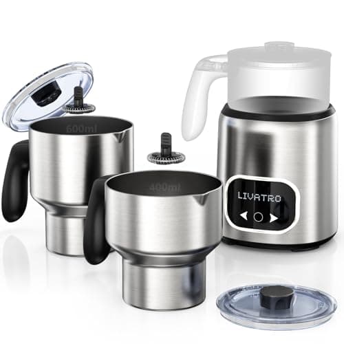 Livatro Elektrischer Milchaufschäumer Doppelbechern 600ml/400ml füreinheitliche Preise & Spitzenleistung mit Induktion &