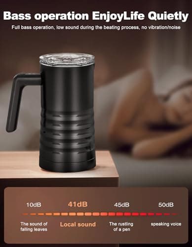 YESLUSY Elektrischer Milchaufschäumer, 4-in-1, leicht zu reinigen, ideal für die Familie, zum Kaffee und Cappuccino, hoh