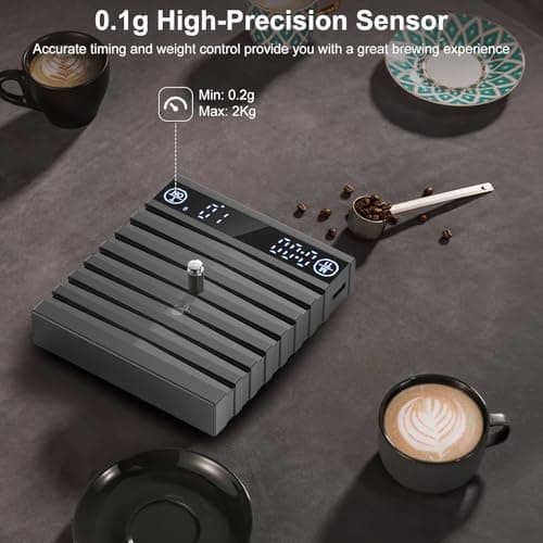 HUAJUN Mini Kaffeewaage mit Timer für Kaffeezubereitung, Hochpräzise 2kg/0.1g Digitale Küchenwaage, Automatische Zeiterf