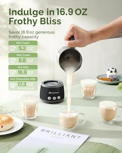 Maestri House 500ml 4-in-1 Elektrischer Milchschäumer, Smart Touch Control, Warme Milch & Heiße Schokolade, Memory-Funkt