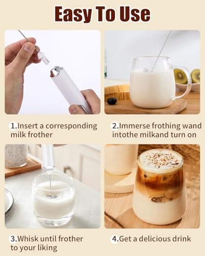 TIDEVAN Elektrischer Milchaufschäumer Stab - 3 Gang Aufschäumer mit 3 Schneebesen für Kaffee, Sahne, Eier Schlagen (Weiß