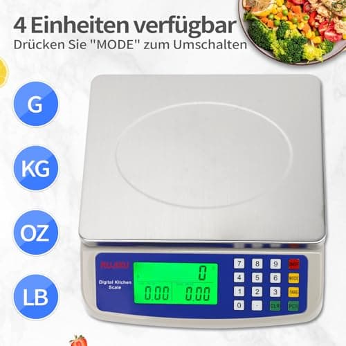 Digitale Küchenwaage 30kg 1g Genauigkeit Food Scale mit Edelstahlplatf ace und LCD Display
| Küchenwaage 30kg 1g Genaui