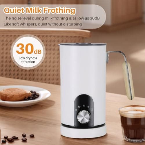 OKYUK Elektrischer Milchaufschäumer für Latte, Cappuccino & Heißmilch (Weiß)