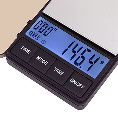 Digitale Taschen-Kaffeewaage mit Timer und Tara-Funktion, Genau zu 1000 G, Empfindlich bis 0,1 G,Ideal für Espresso-Kaff