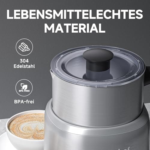 AMZCHEF Milchaufschäumer Edelstahl LED-Touchscreen 3D-Induktion Ertümt Schokolade und Milch für(latte, Cappuccino, Mokka