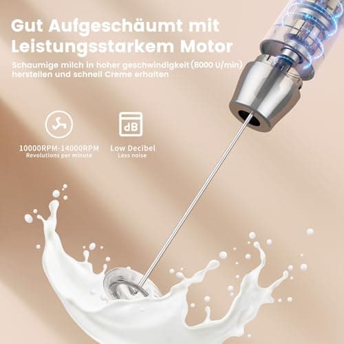 Maestri House LunaFro NS Wiederaufladbarer Milchaufschäumer für Lattes, Edelstahl, Wasserdicht, Getränkemixer, Ohne Stän