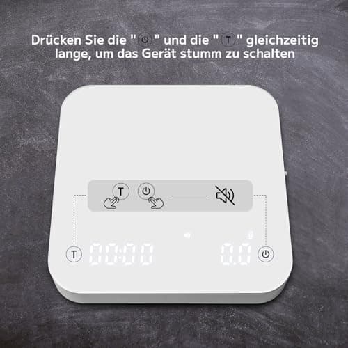 FOXNSK Espresso Waage mit Timer, 0.1g genaue Kaffeewaage für Barista, Max 2kg, Weiß