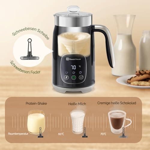 Maestri House Elektrischer Milchaufschäumer 4-in-1 Smart-Touch-Steuerung, Memory-Funktion, für Latte, Cappuccino, Warme