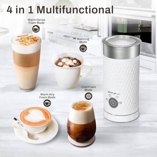 SIMPLETASTE Elektrischer Milchaufschäumer 4 in 1 für Heiß und Kalte Milch mit Automatischer Abschaltung