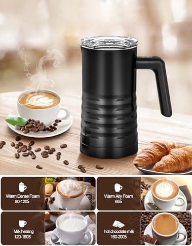 YESLUSY Elektrischer Milchaufschäumer, 4-in-1, leicht zu reinigen, ideal für die Familie, zum Kaffee und Cappuccino, hoh