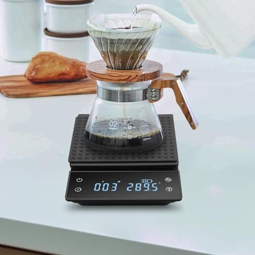 JiGiU Digitale Kaffeewaage für Pour-Over-Kaffee – 3 kg/0,1 g Genauigkeit, großes Display, wiederaufladbar