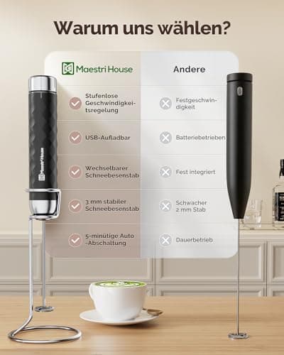 Maestri House Milchaufschäumer Electric Schneebesen ClimatePartner Certified