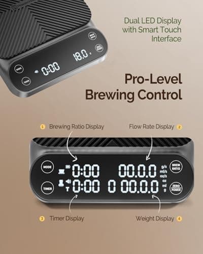 Maestri House S3 Grau: Digitale Kaffeewaage mit Timer & 3 Brühmodi für Pour Over & French Press – Präzision für Espresso