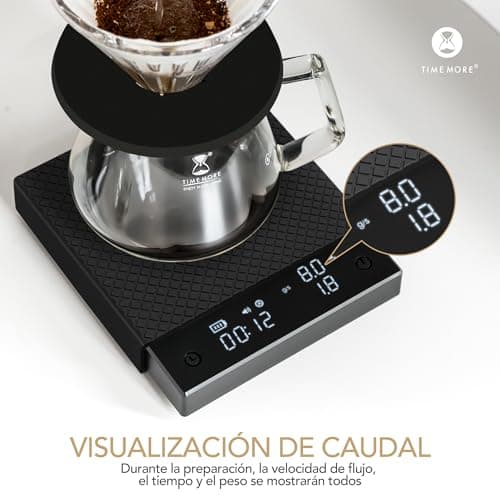 TIMEMORE Digitale Kaffeewaage für Barista, Durchflussmessung und Timer, ideal für Pour Over und Espresso, 2kg/0.1g, Schw