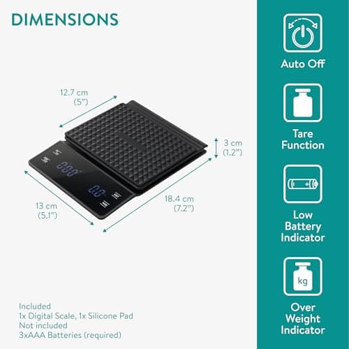 Navaris Digitale Kaffeewaage - Präzise Grammwaage mit Timer - Multifunktionale Espresso Waage für Barista und Küchenbere