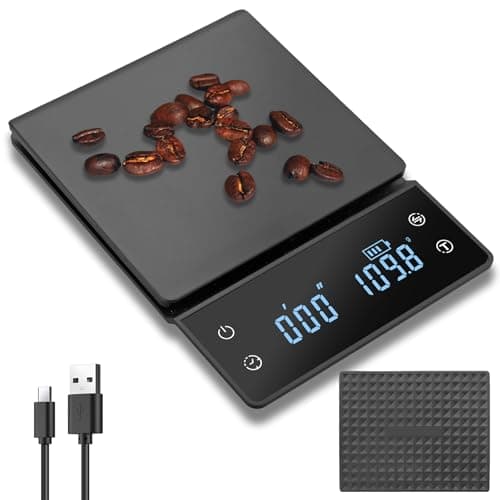 JiGiU Digitale Kaffeewaage für Pour-Over-Kaffee – 3 kg/0,1 g Genauigkeit, großes Display, wiederaufladbar