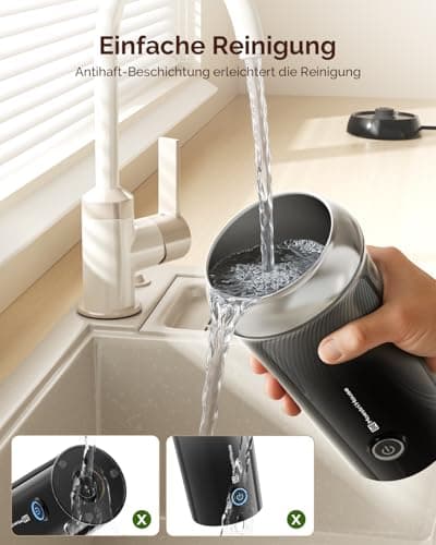Maestri House 3-in-1 Elektrischer Milchaufschäumer, Edelstahl Innenseite, Leicht reinigbar, 240ml, Heiße und Kalte Milch