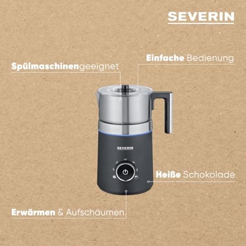 SEVERIN SPUMA 700 Induktions-Milchaufschäumer für Küchenanwender, perfekt für tägliches Backen und Trinken, edles Edelst