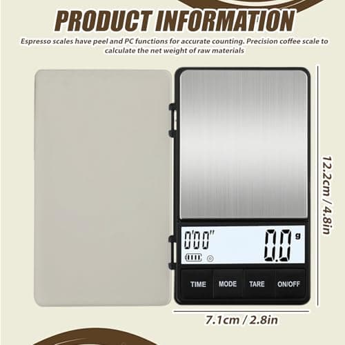 WIYETY Espresso-Kaffeewaage mit Timer: Präzise 1000g/0,1g Digital Küchenwaage für Barista, Kochen und Backen, inkl. Batt