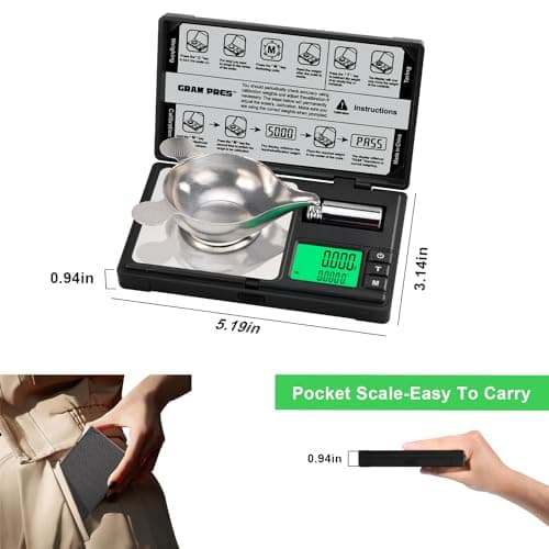 GRAM PRES - Hochpräzise Milligramm-Waage 50g/0.001g, digitale Miniwäage für Pulver, Schmuck und Medizin, mit Cal-Gewicht