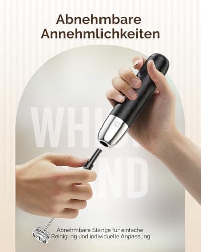 Maestri House Wiederaufladbarer Milchaufschäumer für Getränkebewerter, edelstahlene abnehmbarer Schneebesen, Mini-Mixer