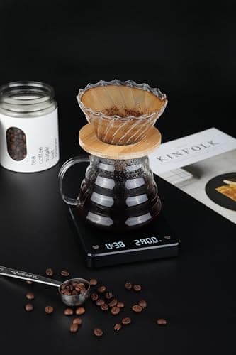INF Wiederaufladbare Kaffeewaage mit Timer für perfekten Kaffee, Hohe Präzision 3 kg / 0,1 g, Mehrere Maßeinheiten, Schw
