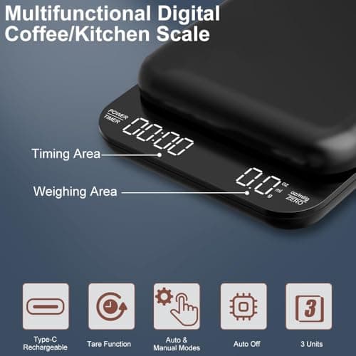 OBEST Digitale Mini Kaffeewaage für Küchenliebhaber mit Timer und LED-Bildschirm
OBEST Wiederaufladbare Espressowaage mi