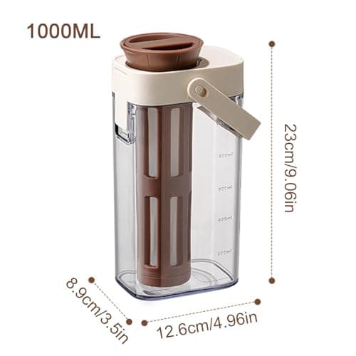 Cold Coffee Brewer - Platzsparendes Glas mit Griff, 1 Liter Cold Brew Tea Maker Küchenutensilien für Eistee und Fruchtge