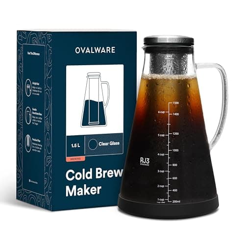 Ovalware Cold Brew Coffee Maker - Luftdichte Kaffeemaschine und Teesieb für kalten Kaffee (1.5 Liter)