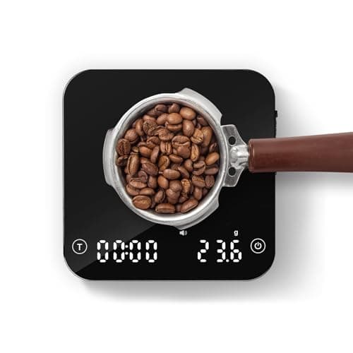 Mini-Kaffeewaage mit Timer für Barista und Filterkaffee (2kg/0.1g Genaue, LED Anzeige, Schwarz)  
wiederaufladbare Baris