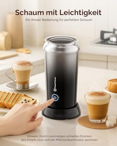 Maestri House 3-in-1 Elektrischer Milchaufschäumer, Edelstahl Innenseite, Leicht reinigbar, 240ml, Heiße und Kalte Milch