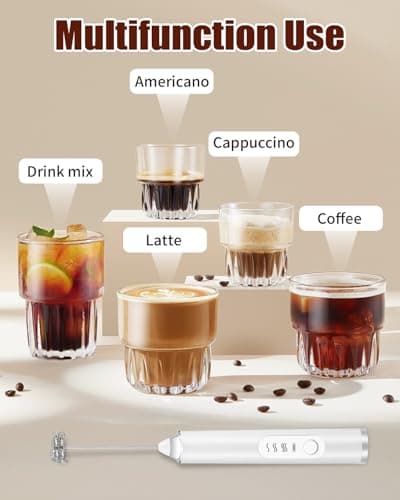 TIDEVAN Elektrischer Milchaufschäumer Stab - 3 Gang Aufschäumer mit 3 Schneebesen für Kaffee, Sahne, Eier Schlagen (Weiß