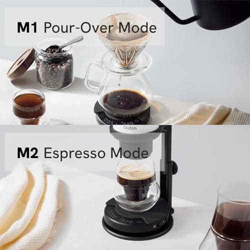 OutIn Claro Tragbare Kaffeewaage - Digitale Küchenwaage mit Timer für Pour Over & Kaffeezubereitung 2kg/0,1g, Inklusive