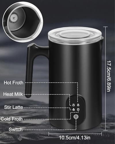 4-in-1 Elektrischer Milchaufschäumer 580ml Antihaftbeschichtung Automatische Abschaltung One Touch Bedienung Reinigungsb